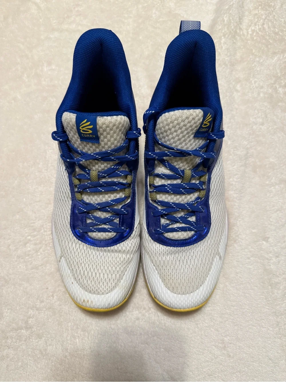 Under Armour Curry 3Z6 Warriors Men's Basketball Shoes Blue White Yellow Size 8